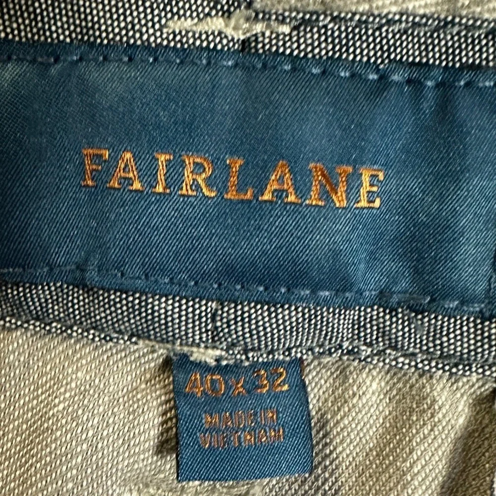 Fairlane Mens 40X32 Straight Dress Pants Gray Linen Blend Flat Front Pocket EUC